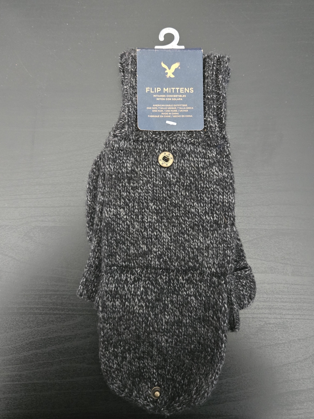 American Eagle Outfitters Dark Charcoal Grey Flip Mittens